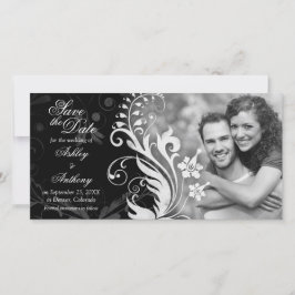  Floral Black White Wedding Save the Date