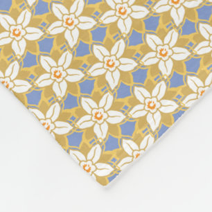  Floral blauw en geel Jonquil patroon Fleece Deken