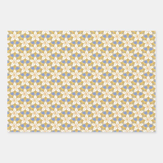  Floral blauw en geel Jonquil patroon Inpakpapier Vel (Voorkant 3)