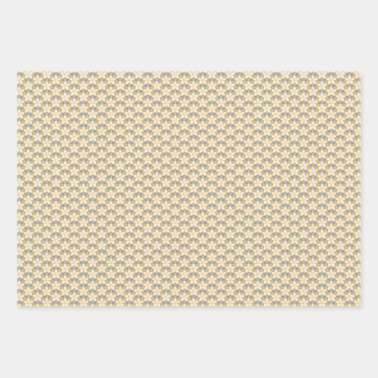  Floral blauw en geel Jonquil patroon Inpakpapier Vel (Voorkant)