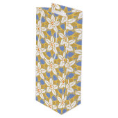 Floral blauw en geel Jonquil patroon Wijn Cadeautas (Voorkant Gekanteld)