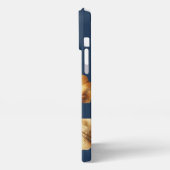 Floral blauw en goud iPhone 13 Hoesje iPhone Hoesje (Linkerkant)