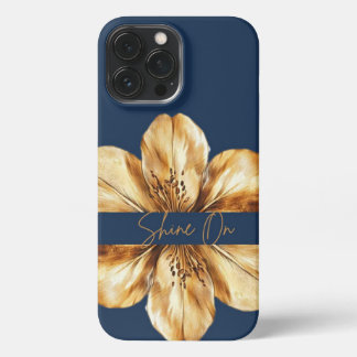 Floral blauw en goud iPhone 13 Hoesje iPhone 13 Pro Max Hoesje