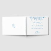 Floral Blauw en Wit elegant bruiloft gastenboek (Volledig)