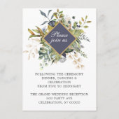 Floral |Blauw & Groen w Ampersand Receptie Informatiekaartje (Achterkant)