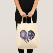 Floral blauw hart tote bag (Voorkant (product))