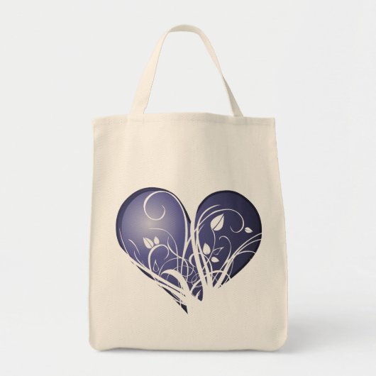 Floral blauw hart tote bag (Voorkant)