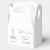 Floral blauw roze pastel 1e verjaardag Dank u Bedankdoosjes (Geopend)