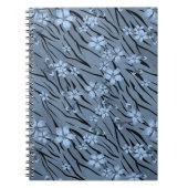 Floral, blauw, tijgerpatroon notitieboek (Voorkant)