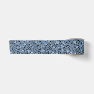 Floral, blauw, tijgerpatroon satijnen lint