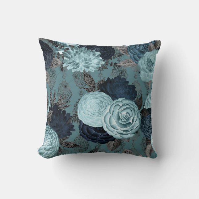  FLORAL BLAUWE HAMPTONS CUSHION KUSSEN (Voorkant)