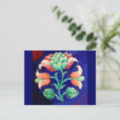 FLORAL, blauwe roze groen Briefkaart (Staand voorkant)