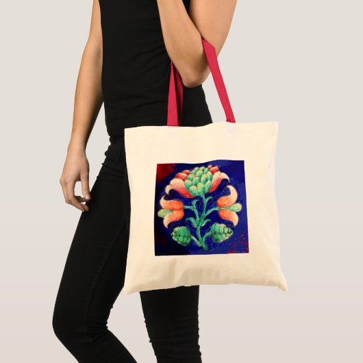 FLORAL, blauwe roze groen Tote Bag (Voorkant (product))