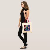 FLORAL, blauwe roze groen Tote Bag (Voorkant (model))