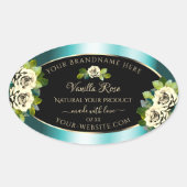 Floral Blauwgroen Black Gold Product Labels - Leaf (Voorkant)