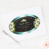 Floral Blauwgroen Black Gold Product Labels - Leaf (Envelop)