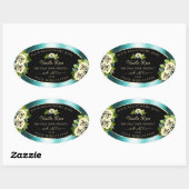 Floral Blauwgroen Black Gold Product Labels - Leaf (Vel)