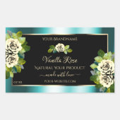 Floral Blauwgroen Black Gold Product Labels - Leaf (Voorkant)