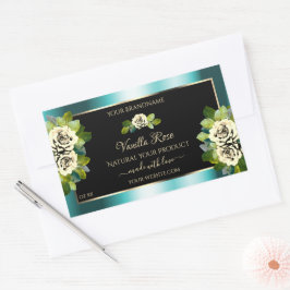 Floral Blauwgroen Black Gold Product Labels - Leaf