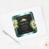Floral Blauwgroen Black Gold Product Labels - Leaf (Envelop)