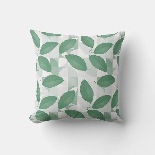 Floral Blauwgroen bladeren Patroon Kussen (Voorkant)