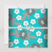 Floral Blauwgroen Blauwe Grijs Witte Dag Partij Kaart (Achterkant)