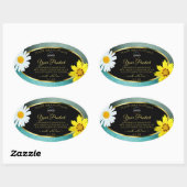 Floral Blauwgroen Blue Glitter Black Product Label (Vel)