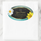 Floral Blauwgroen Blue Glitter Black Product Label (Tas)