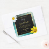 Floral Blauwgroen Blue Glitter Black Product Label (Envelop)