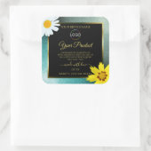 Floral Blauwgroen Blue Glitter Black Product Label (Tas)