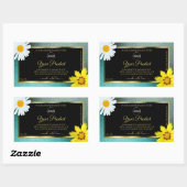 Floral Blauwgroen Blue Glitter Black Product Label (Vel)