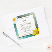 Floral Blauwgroen Blue Glitter White Product Label (Envelop)