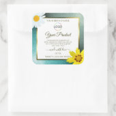 Floral Blauwgroen Blue Glitter White Product Label (Tas)