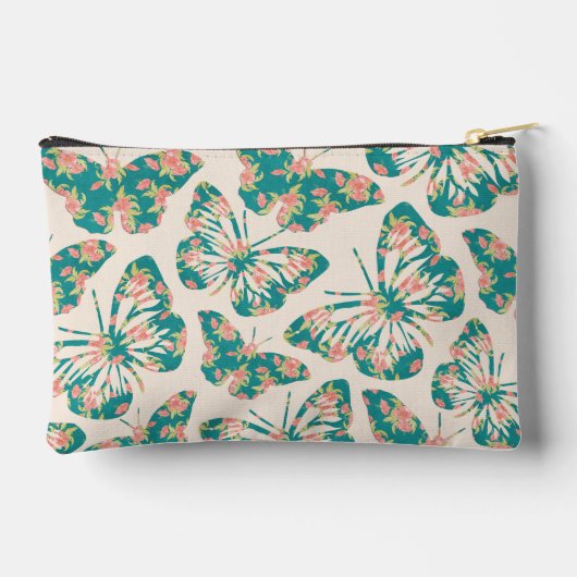  Floral Blauwgroen Butterfly Pattern, gepersonalis Etui (Achterkant)