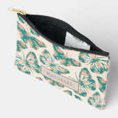  Floral Blauwgroen Butterfly Pattern, gepersonalis Etui (Open)