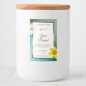Floral Blauwgroen en Blue Glitter White Product La Voedselcontainer Etiket (Voorkant)