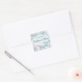 Floral Blauwgroen Fleur Save The Date Wedding Vierkante Sticker (Envelop)