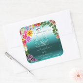 Floral Blauwgroen gradiënt Product Labels Monogram (Envelop)