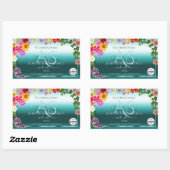 Floral Blauwgroen gradiënt Product Labels Monogram (Vel)