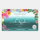 Floral Blauwgroen gradiënt Product Labels Monogram (Voorkant)