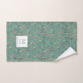 Floral BLAUWGROEN GREEN Monogram PRECIES VOOR GOD  Handdoek (Handdoek)