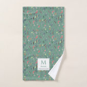 Floral BLAUWGROEN GREEN Monogram PRECIES VOOR GOD  Handdoek (Handdoek)