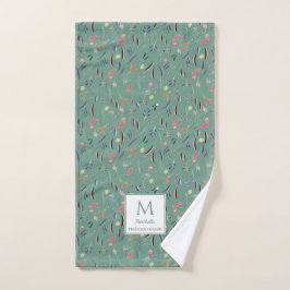 Floral BLAUWGROEN GREEN Monogram PRECIES VOOR GOD  Handdoek