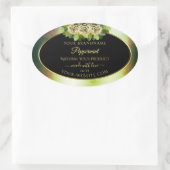 Floral Blauwgroen groene marmer Black Product Labe Ovale Sticker (Tas)