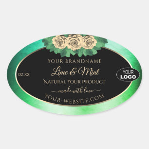 Floral Blauwgroen Groene Zwarte Etiketten van het