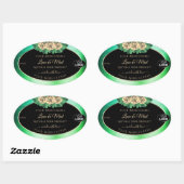 Floral Blauwgroen Groene Zwarte Etiketten van het  (Vel)