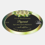 Floral Blauwgroen Groene Zwarte Etiketten van het (Voorkant)