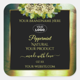 Floral Blauwgroen Groene Zwarte Etiketten van het 