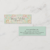  Floral Blauwgroen Hangtag Mini Visitekaartje (Voorkant / Achterkant)