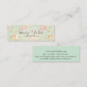  Floral Blauwgroen Hangtag Mini Visitekaartje (Voorkant / Achterkant)